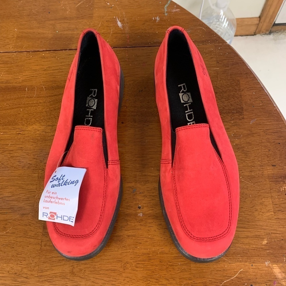 ROHDE red loafers shoes NEW size 5 EU 32 vegan leather